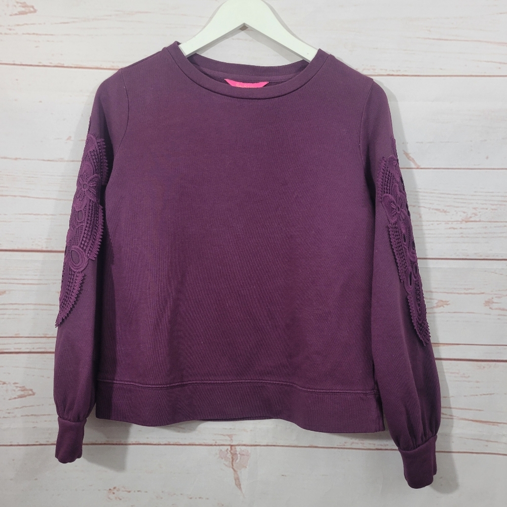 Lilly Pulitzer Rooney Long Sleeve Sweatshirt Cherry Ganache Size XXS NWT